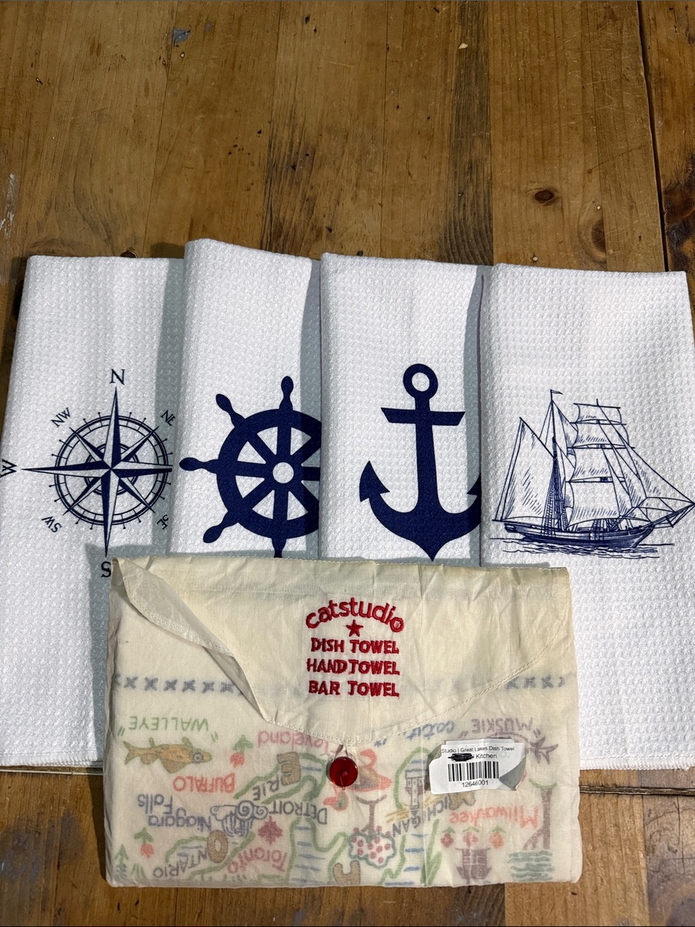 Catstudio Great Lakes Towel NWT & Nautical Kitchen Towels Set of 4